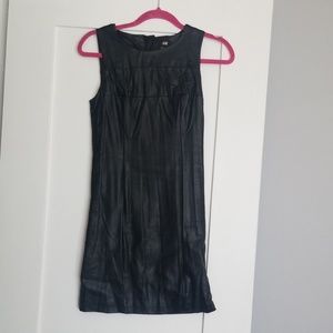 Black leather mini dress